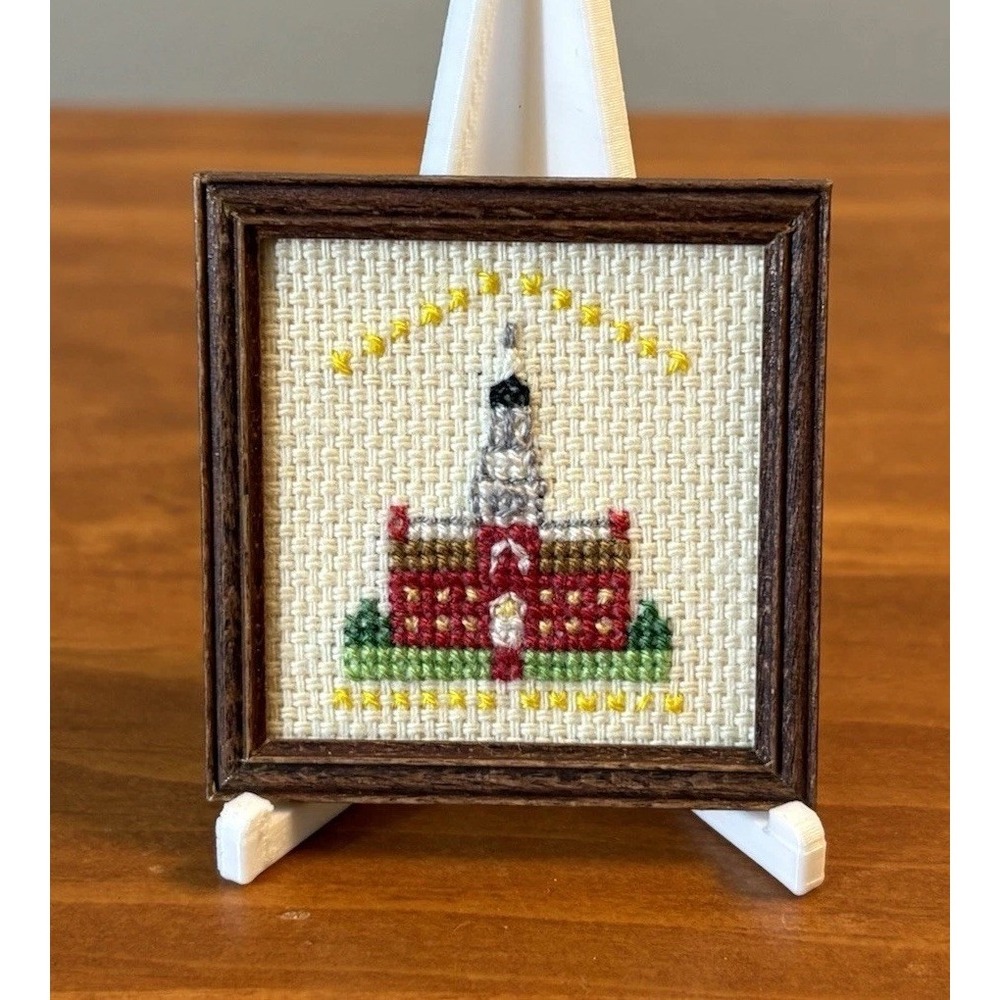 Vintage Artisan SignedMiniature Dollhouse Art Framed NeedlePoint. Williamsburg?